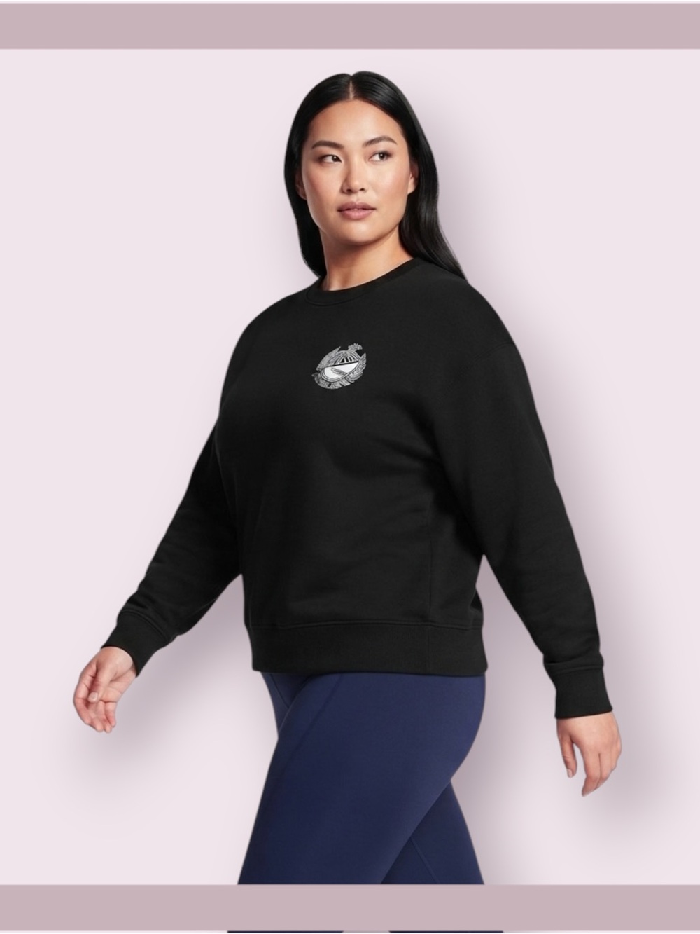 Victoria’s Secret PINK Campus Ivy Black Fleece Crewneck Sweatshirt